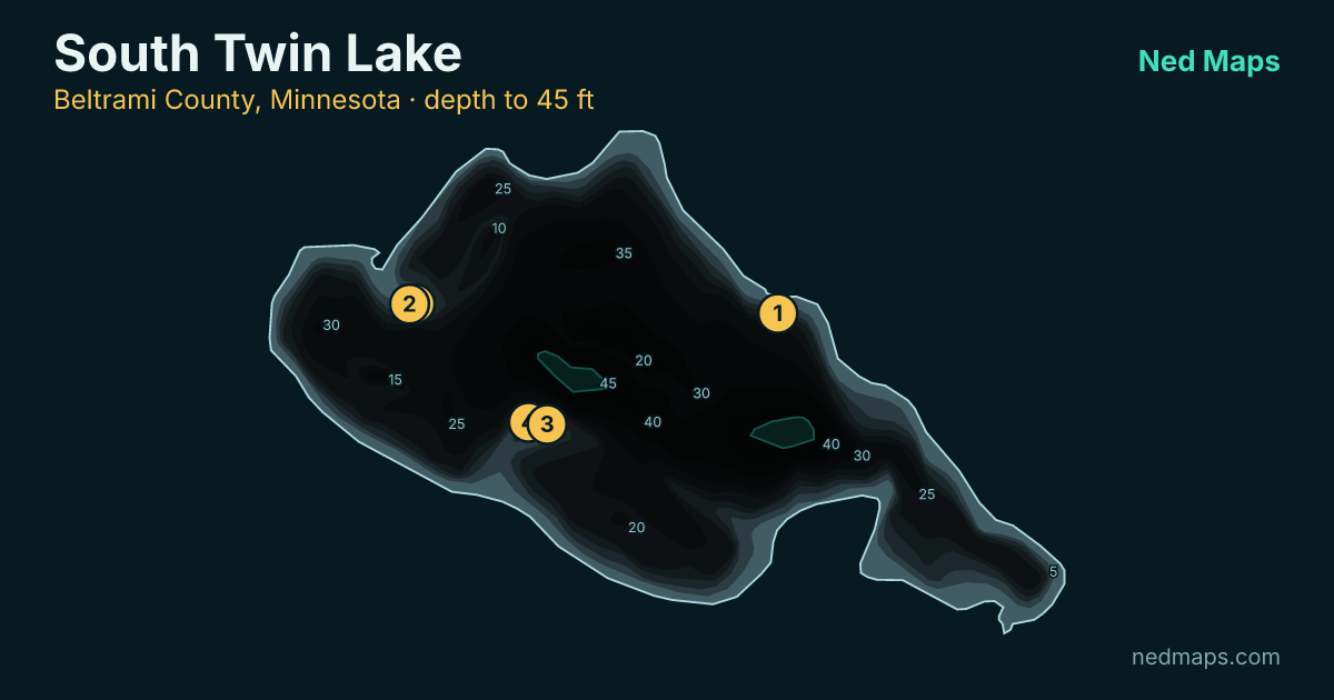 South Twin Lake depth contour map, Beltrami County, Minnesota