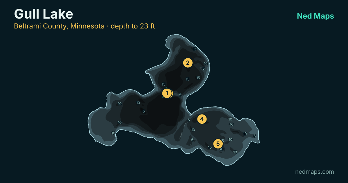 Gull Lake depth contour map, Beltrami County, Minnesota