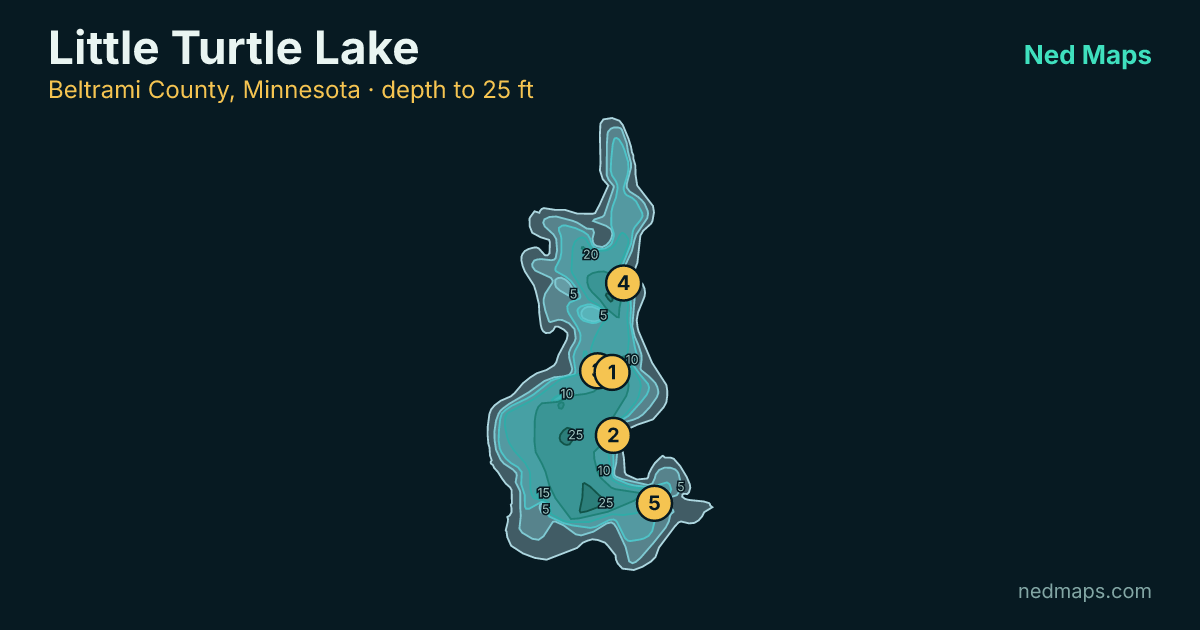 Little Turtle Lake depth contour map, Beltrami County, Minnesota