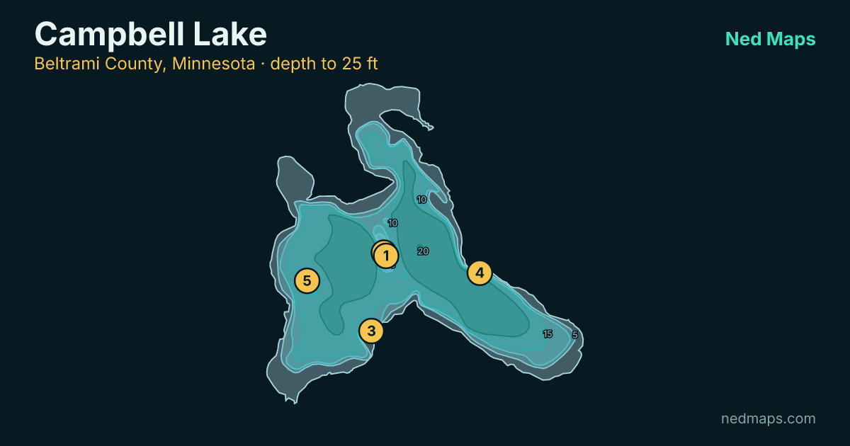Campbell Lake depth contour map, Beltrami County, Minnesota