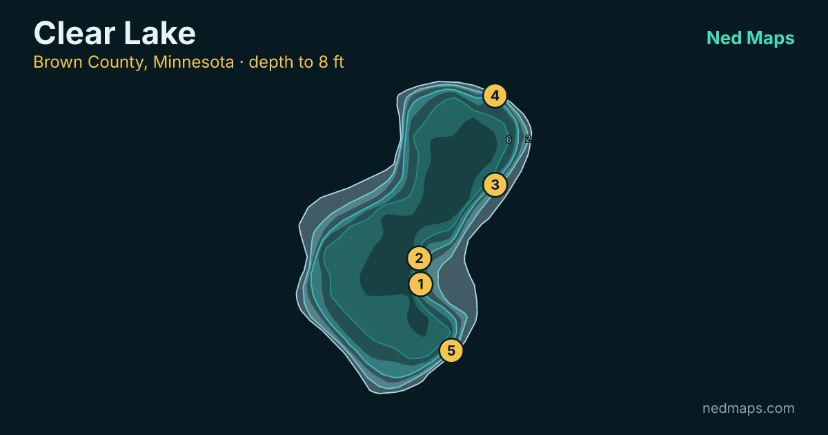 Clear Lake depth contour map, Brown County, Minnesota