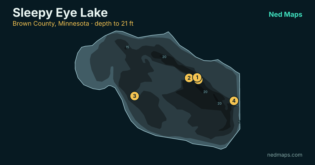 Depth contour map of Sleepy Eye Lake, Brown County
