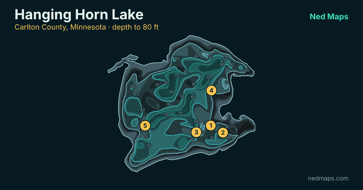 Hanging Horn Lake depth contour map, Carlton County, Minnesota