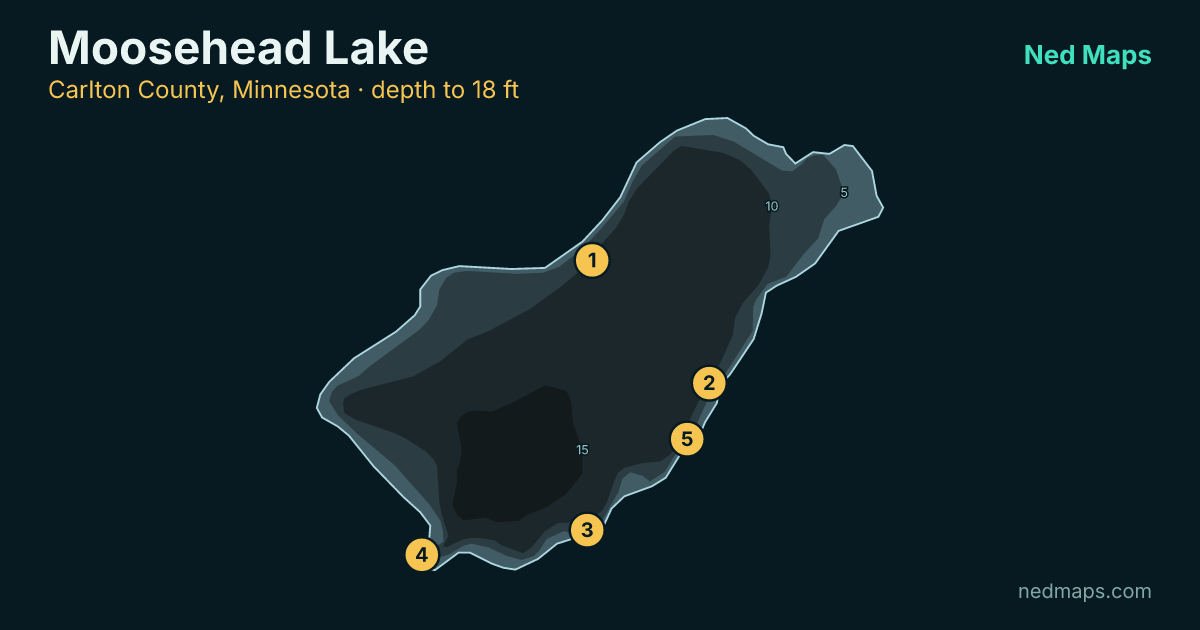 Moosehead Lake depth contour map, Carlton County, Minnesota