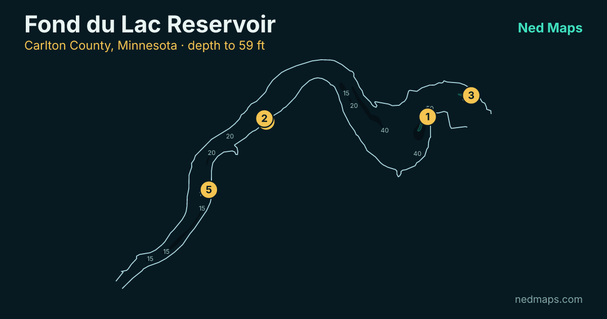Fond du Lac Reservoir depth contour map, Carlton County, Minnesota