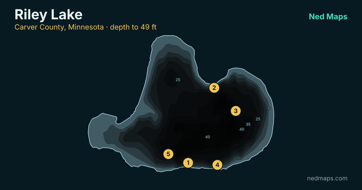 Riley Lake depth contour map, Carver County, Minnesota