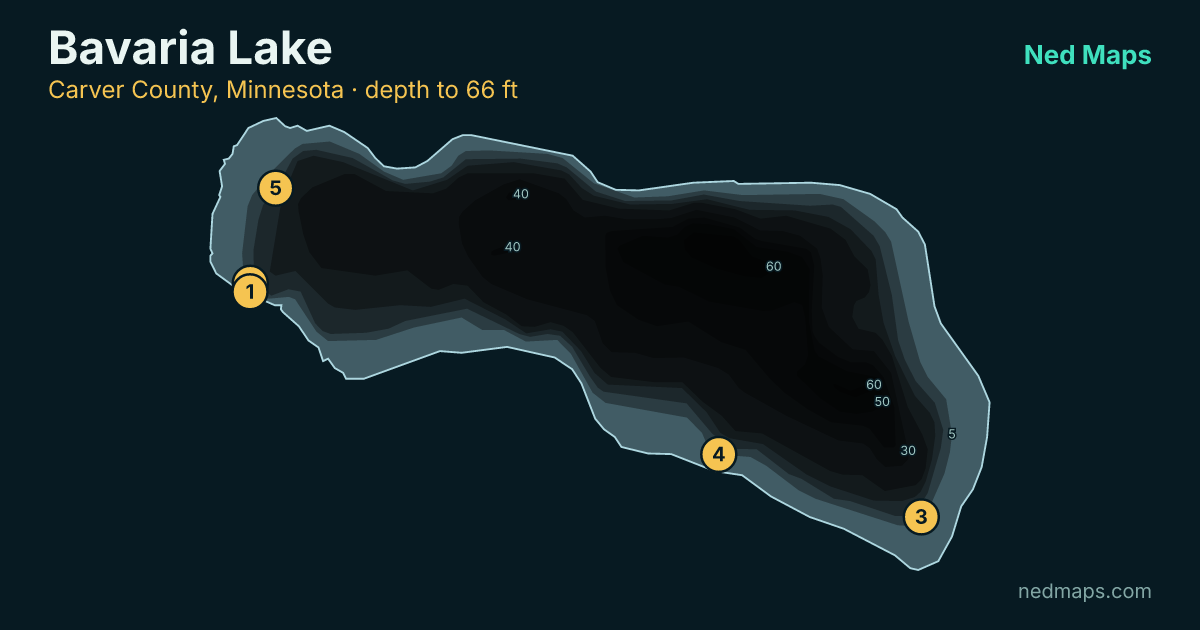 Bavaria Lake depth contour map, Carver County, Minnesota