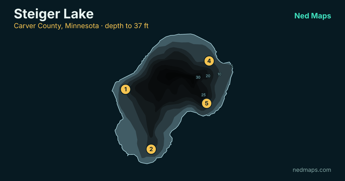 Steiger Lake depth contour map, Carver County, Minnesota