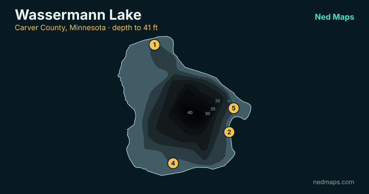 Wassermann Lake depth contour map, Carver County, Minnesota