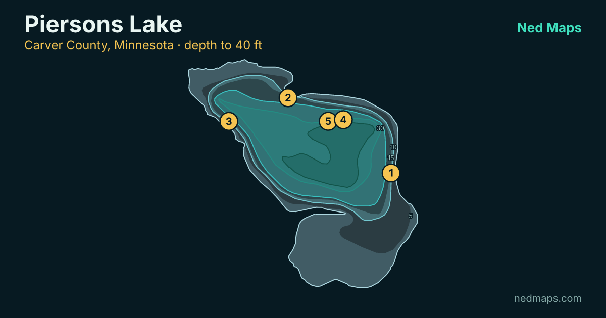 Piersons Lake depth contour map, Carver County, Minnesota
