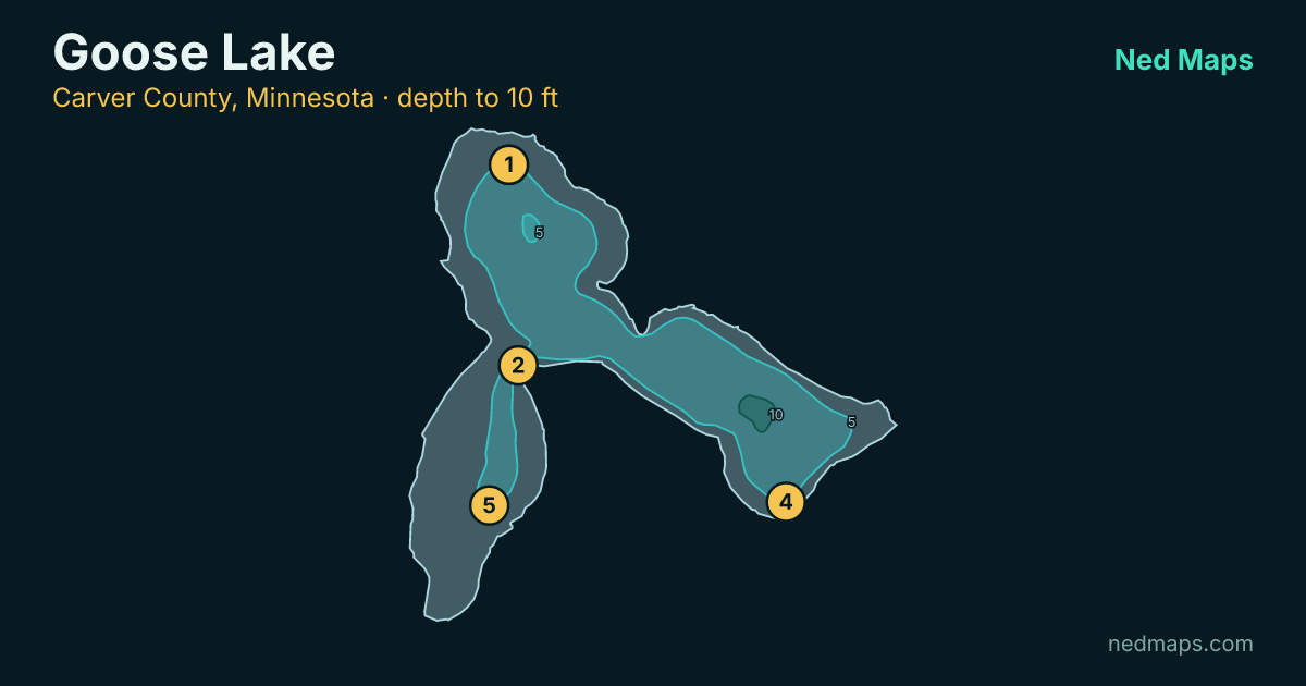 Goose Lake depth contour map, Carver County, Minnesota
