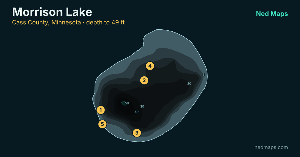 Morrison Lake depth contour map, Cass County, Minnesota