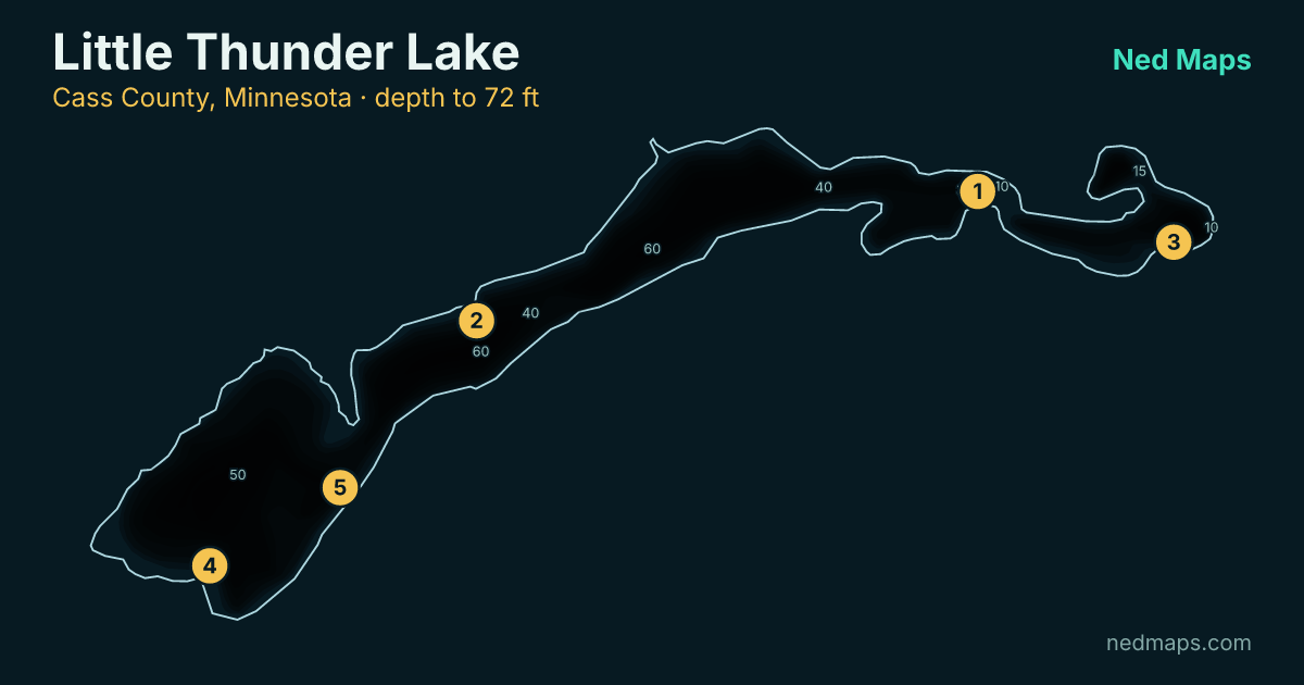 Little Thunder Lake depth contour map, Cass County, Minnesota