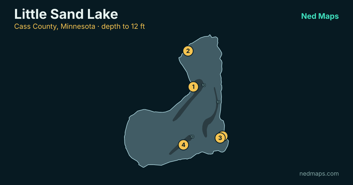 Little Sand Lake depth contour map, Cass County, Minnesota