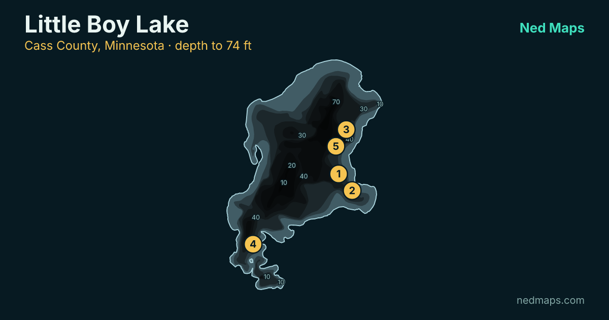 Little Boy Lake depth contour map, Cass County, Minnesota