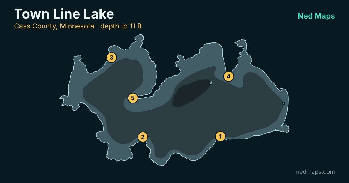 Town Line Lake depth contour map, Cass County, Minnesota
