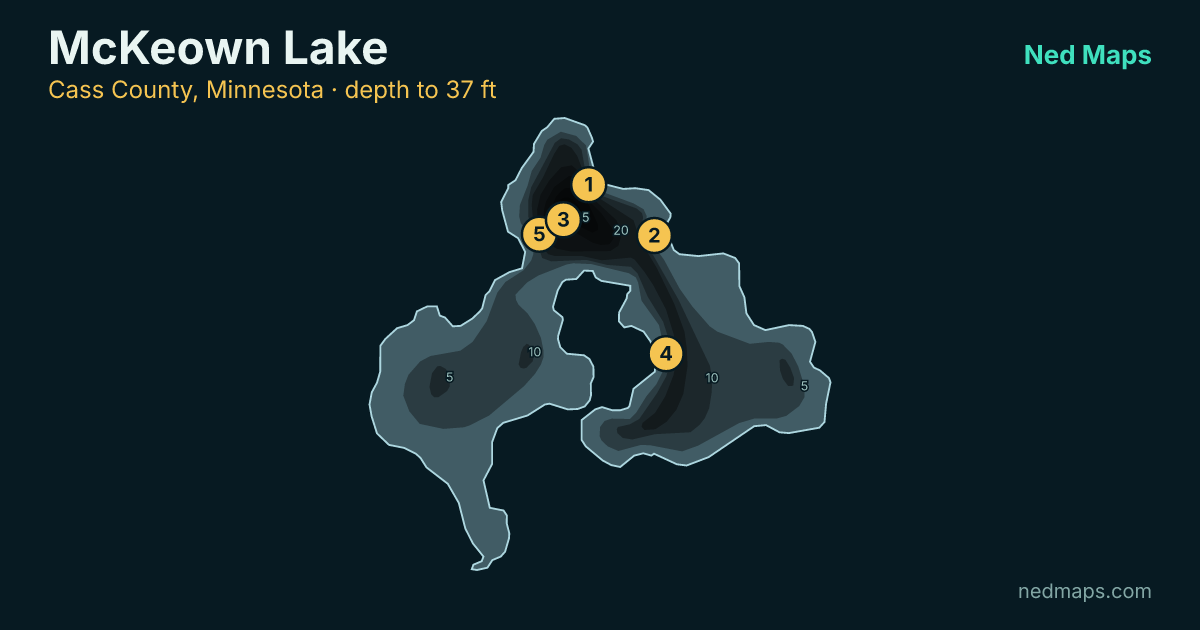 McKeown Lake depth contour map, Cass County, Minnesota