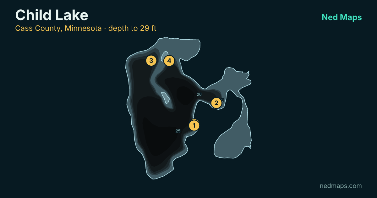 Child Lake depth contour map, Cass County, Minnesota