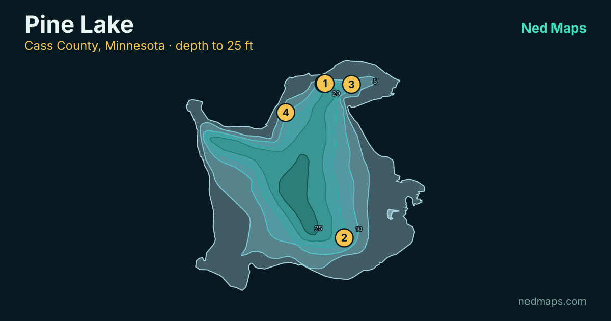 Pine Lake depth contour map, Cass County, Minnesota