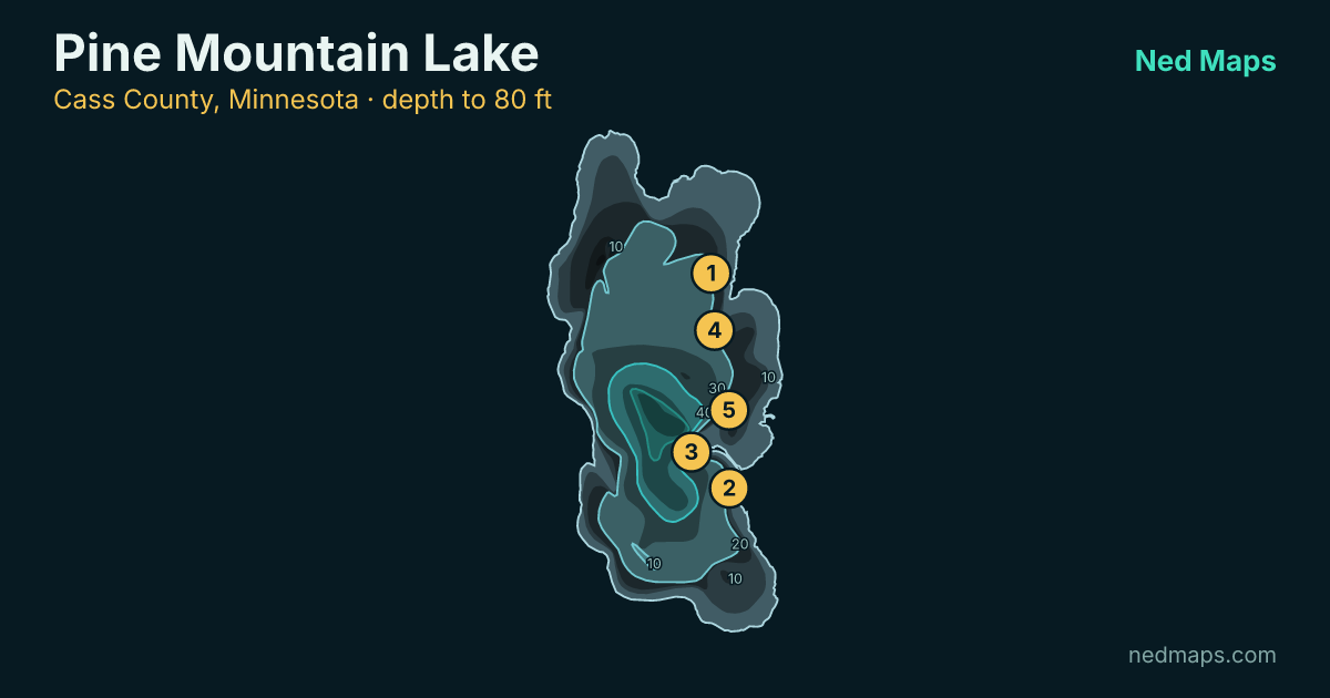 Pine Mountain Lake depth contour map, Cass County, Minnesota