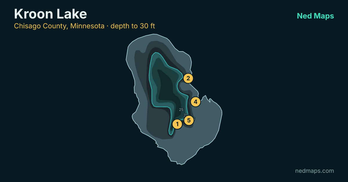 Kroon Lake depth contour map, Chisago County, Minnesota