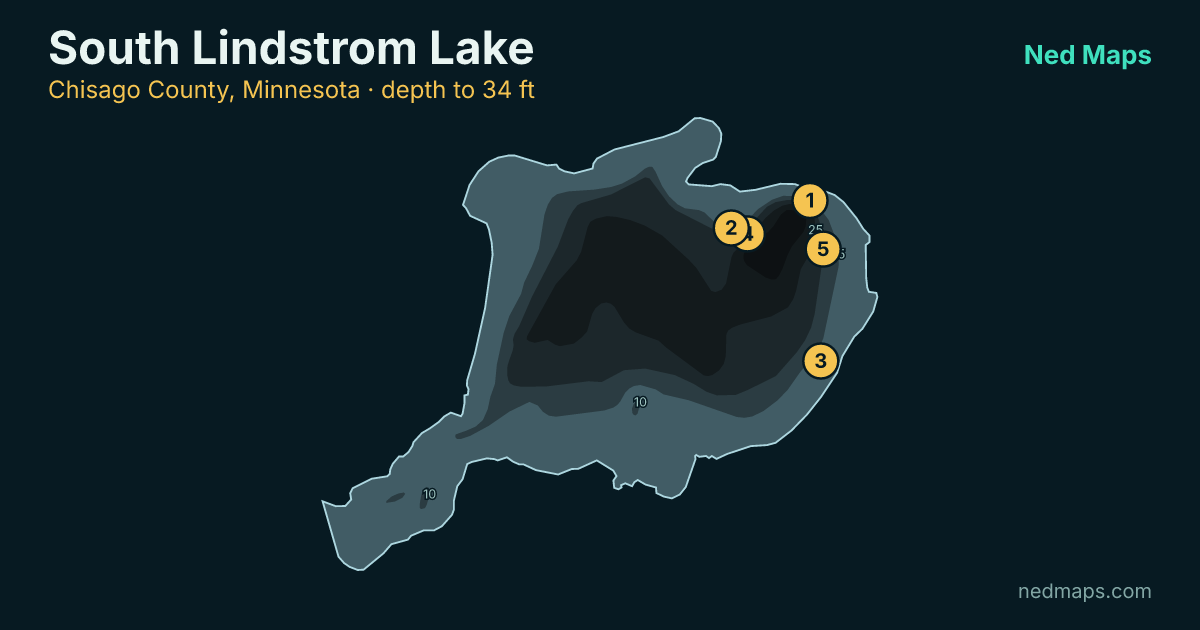 South Lindstrom Lake depth contour map, Chisago County, Minnesota