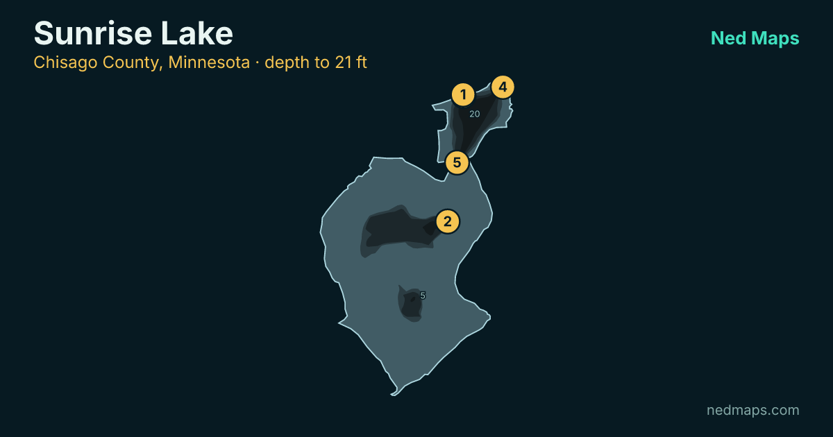 Sunrise Lake depth contour map, Chisago County, Minnesota