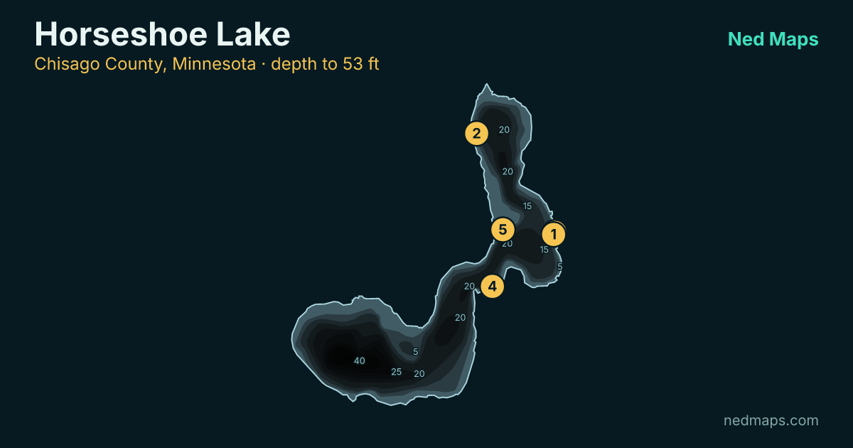 Horseshoe Lake depth contour map, Chisago County, Minnesota