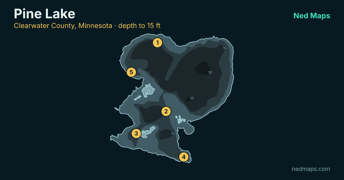 Pine Lake depth contour map, Clearwater County, Minnesota