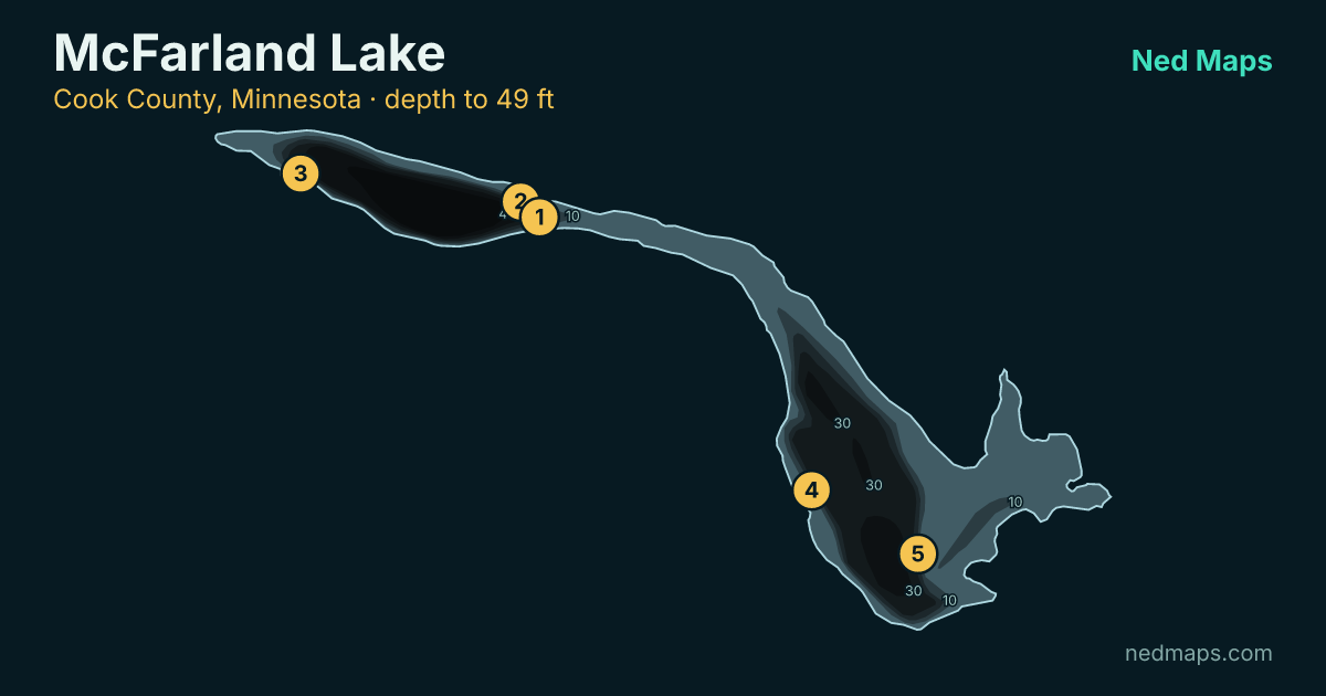 McFarland Lake depth contour map, Cook County, Minnesota