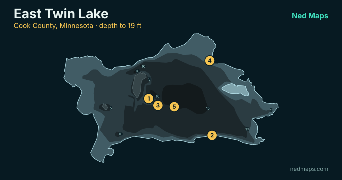 East Twin Lake depth contour map, Cook County, Minnesota