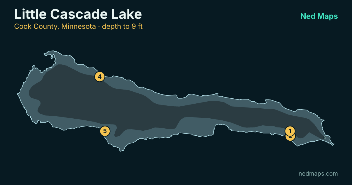 Little Cascade Lake depth contour map, Cook County, Minnesota