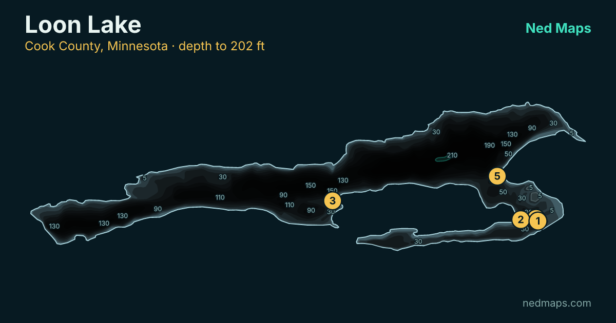 Loon Lake depth contour map, Cook County, Minnesota