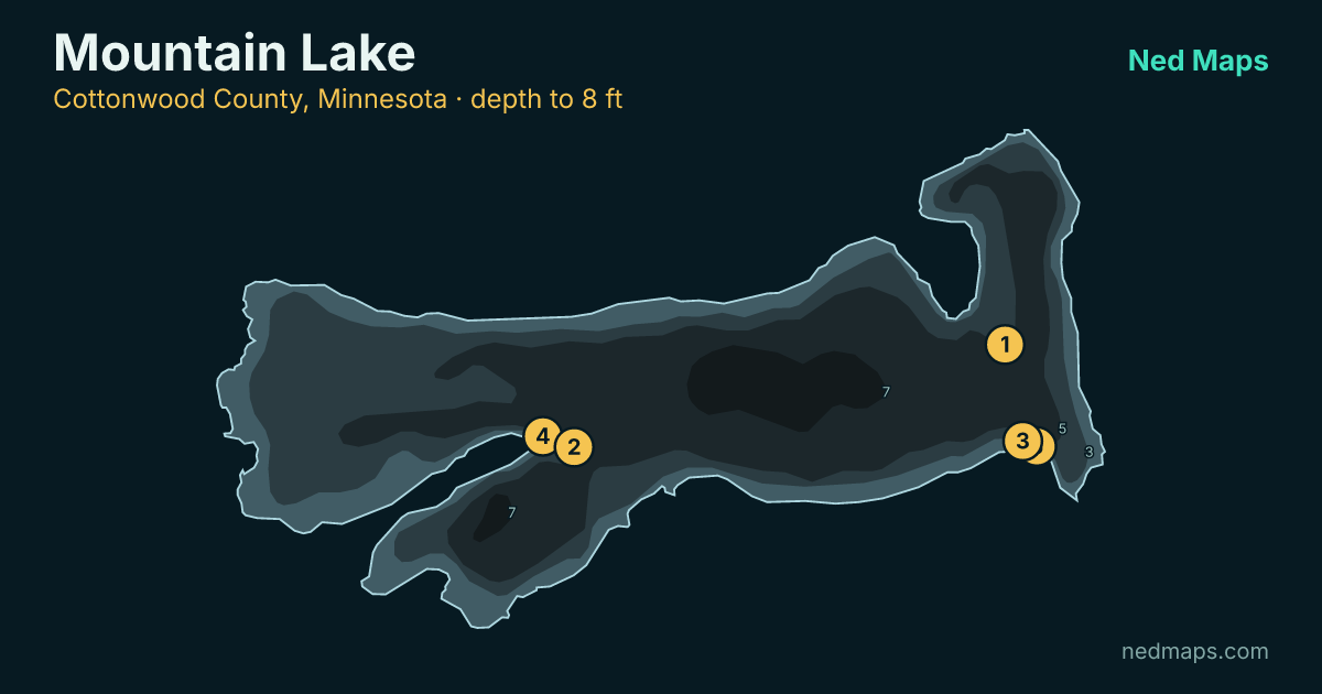 Mountain Lake depth contour map, Cottonwood County, Minnesota