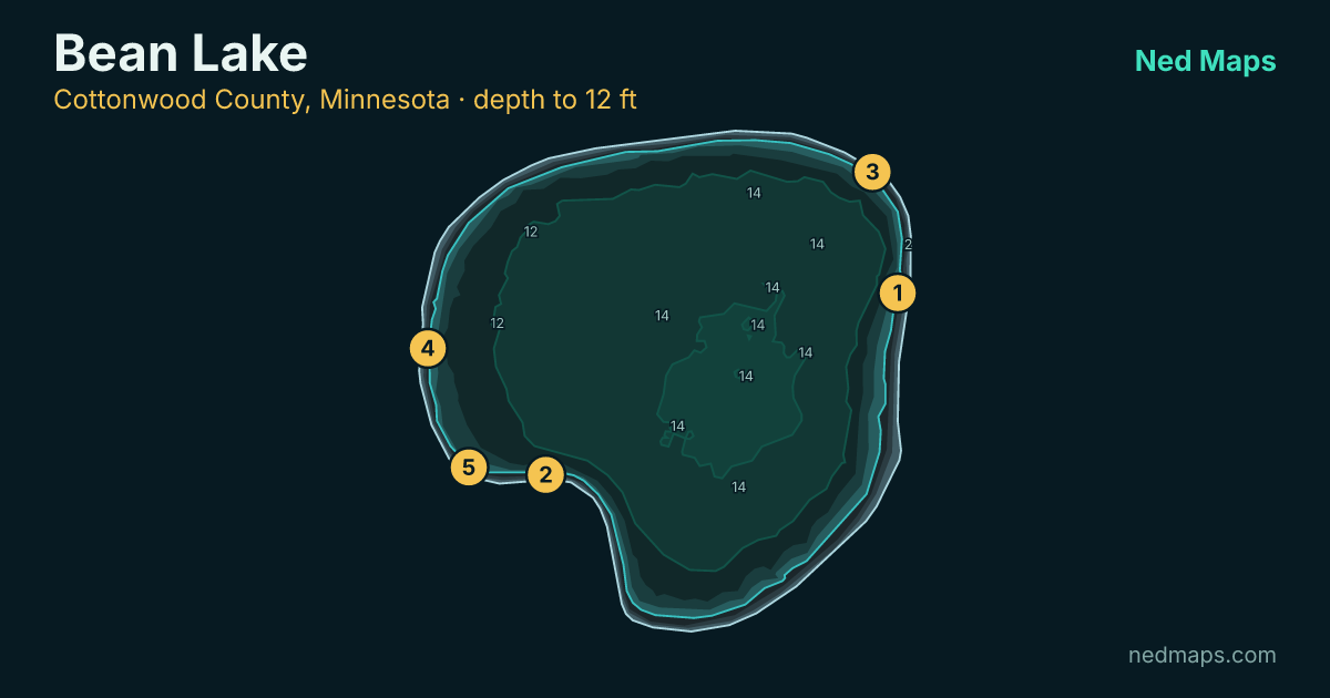 Bean Lake depth contour map, Cottonwood County, Minnesota