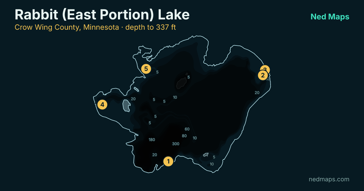 Rabbit (East Portion) Lake depth contour map, Crow Wing County, Minnesota
