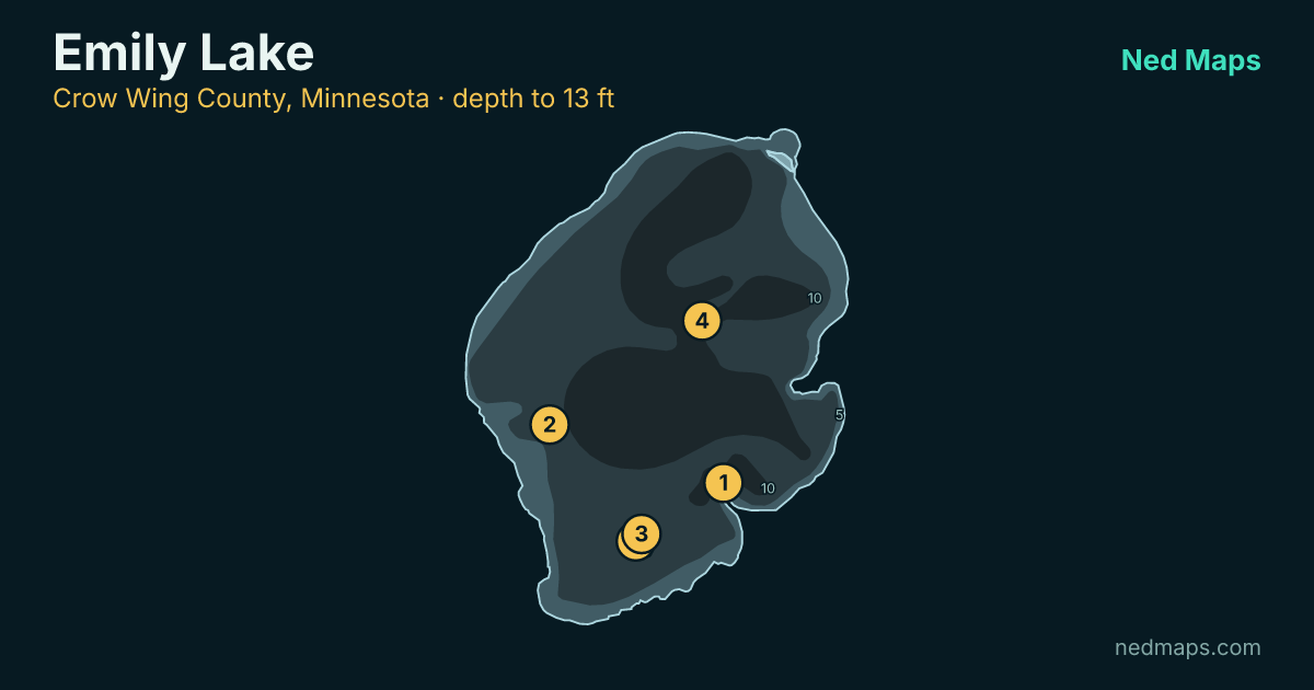 Emily Lake depth contour map, Crow Wing County, Minnesota
