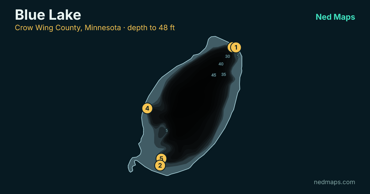 Blue Lake depth contour map, Crow Wing County, Minnesota