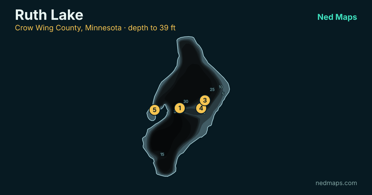 Ruth Lake depth contour map, Crow Wing County, Minnesota