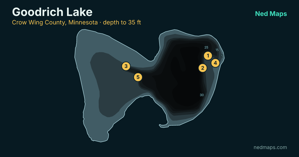 Goodrich Lake depth contour map, Crow Wing County, Minnesota