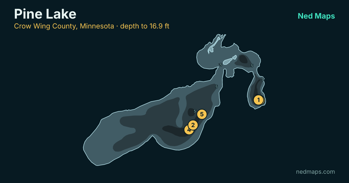 Pine Lake depth contour map, Crow Wing County, Minnesota