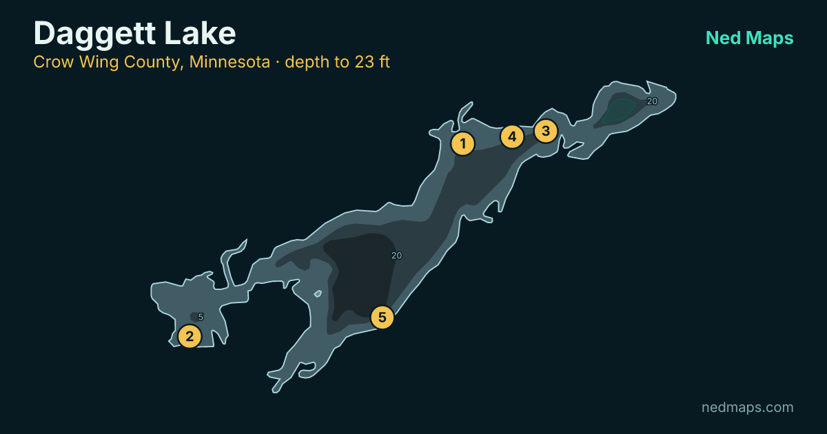 Daggett Lake depth contour map, Crow Wing County, Minnesota