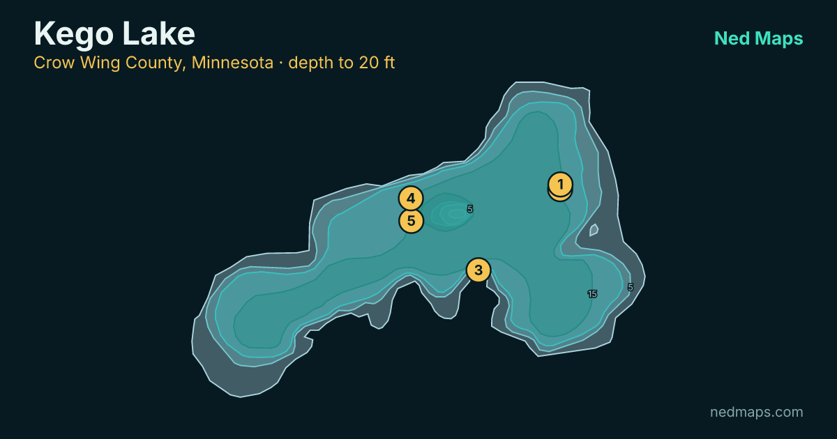 Depth contour map of Kego Lake, Crow Wing County