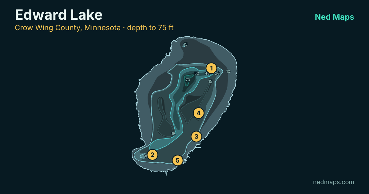 Edward Lake depth contour map, Crow Wing County, Minnesota
