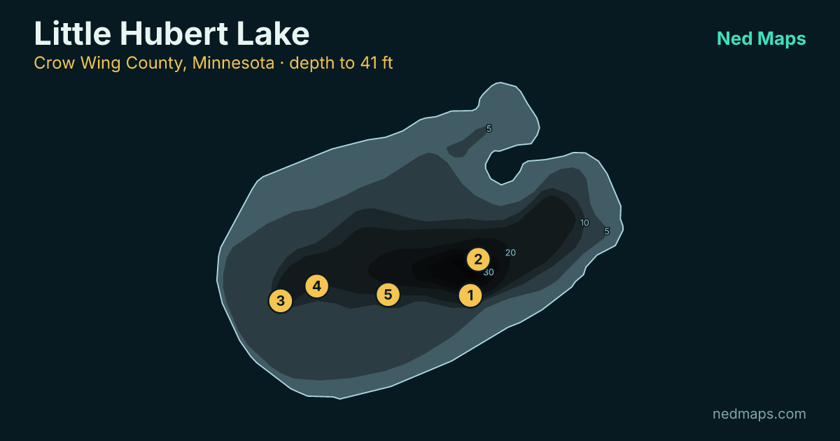 Little Hubert Lake depth contour map, Crow Wing County, Minnesota