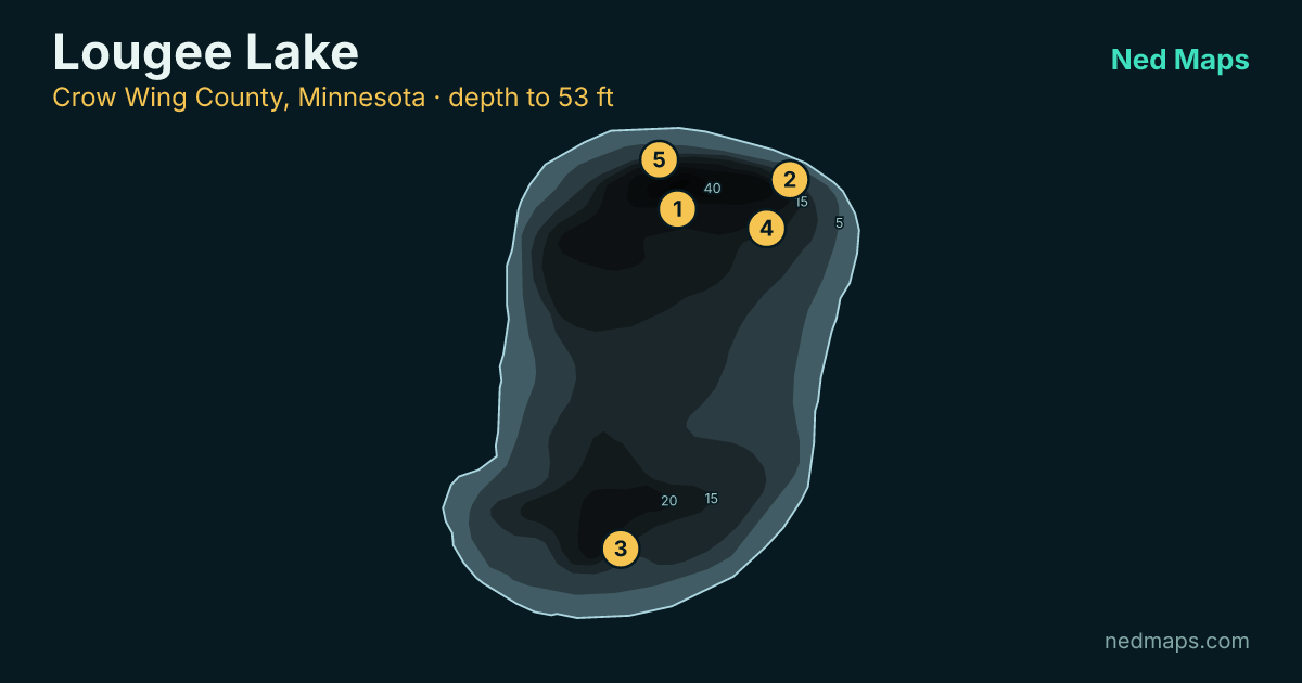 Lougee Lake depth contour map, Crow Wing County, Minnesota