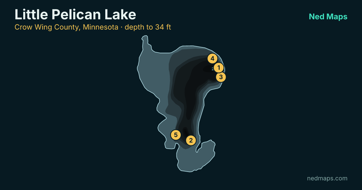 Little Pelican Lake depth contour map, Crow Wing County, Minnesota