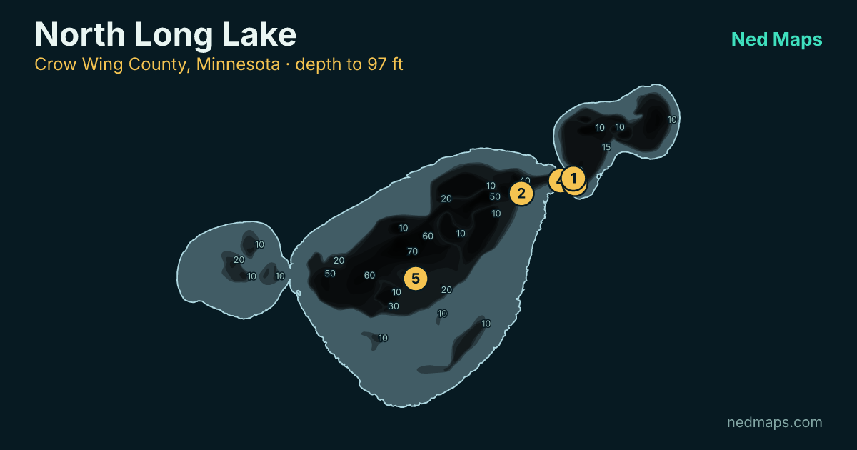 North Long Lake depth contour map, Crow Wing County, Minnesota