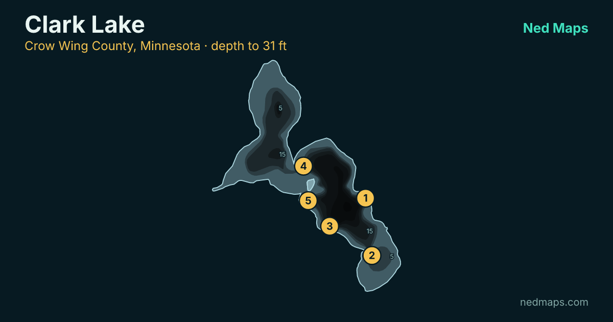 Clark Lake depth contour map, Crow Wing County, Minnesota