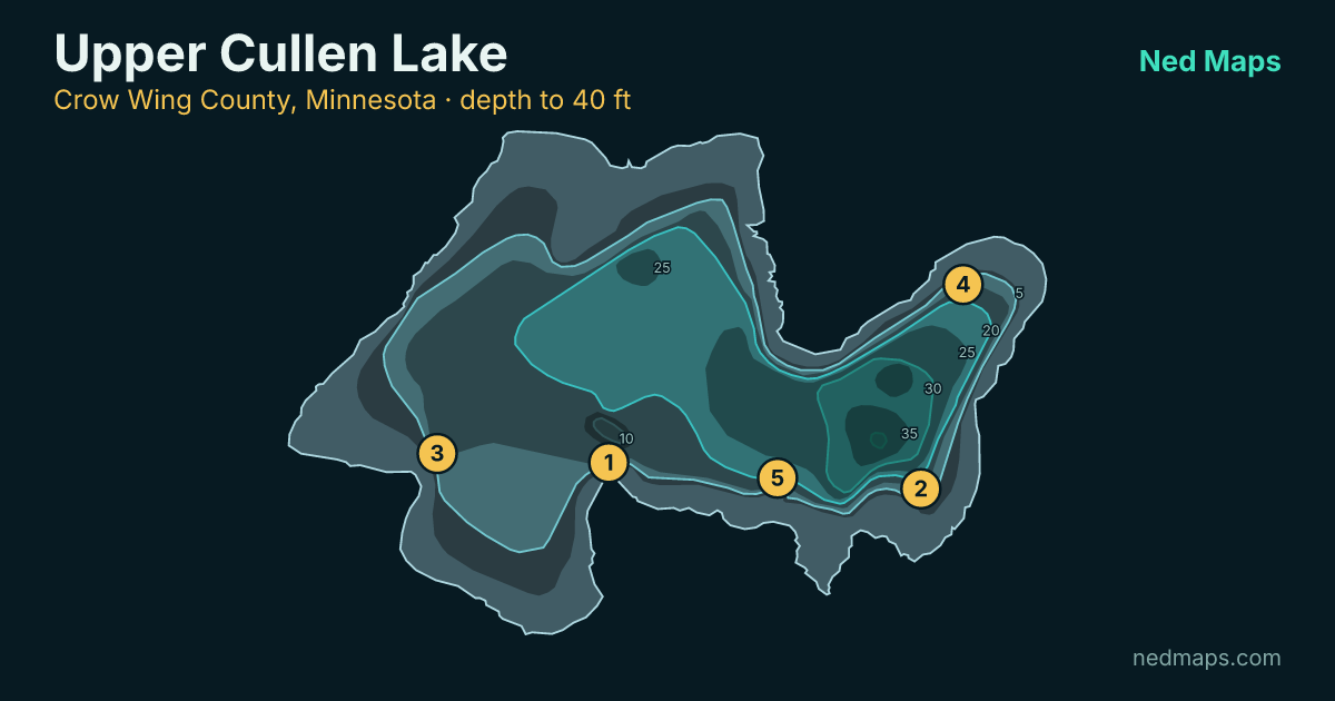 Upper Cullen Lake depth contour map, Crow Wing County, Minnesota